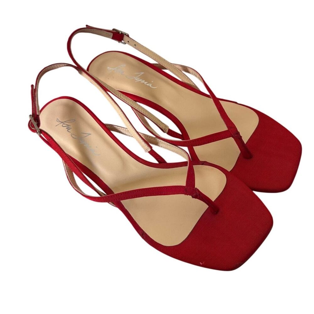 J.Crew x Isa Tapia Rachel Red Silk Moire Slingback Heels Sz US 7.5